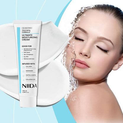 Nida Ultimate Moisturizing Facial Cream Nourishing Even Skin Tone Reduce Dark Spot Collagen Niacinamide Hyaluronic Acid Skincare
