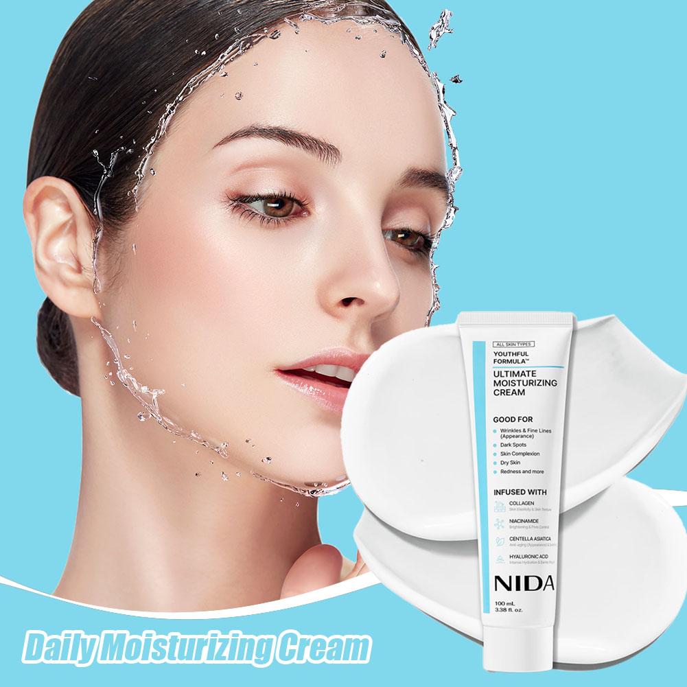 Nida Ultimate Moisturizing Facial Cream Nourishing Even Skin Tone Reduce Dark Spot Collagen Niacinamide Hyaluronic Acid Skincare