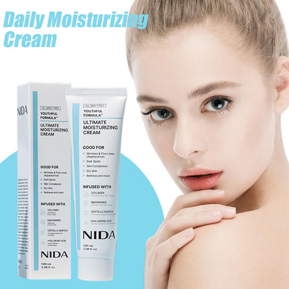 Nida Ultimate Moisturizing Facial Cream Nourishing Even Skin Tone Reduce Dark Spot Collagen Niacinamide Hyaluronic Acid Skincare