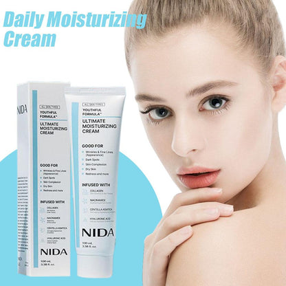 Nida Ultimate Moisturizing Facial Cream Nourishing Even Skin Tone Reduce Dark Spot Collagen Niacinamide Hyaluronic Acid Skincare