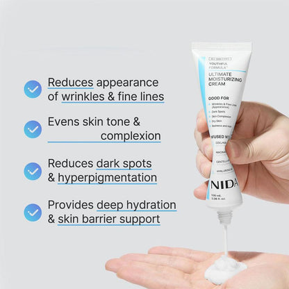 Nida Ultimate Moisturizing Facial Cream Nourishing Even Skin Tone Reduce Dark Spot Collagen Niacinamide Hyaluronic Acid Skincare