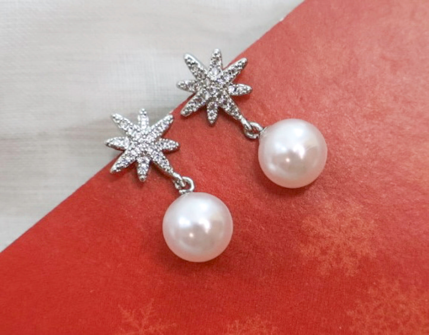 Snowflake Pearl Earrings