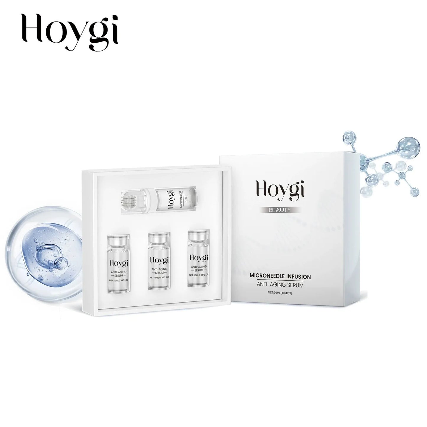 Hyaluronic acid essence skin care roller set, massage facial skin, nourish skin, effectively improve rough and matte skin