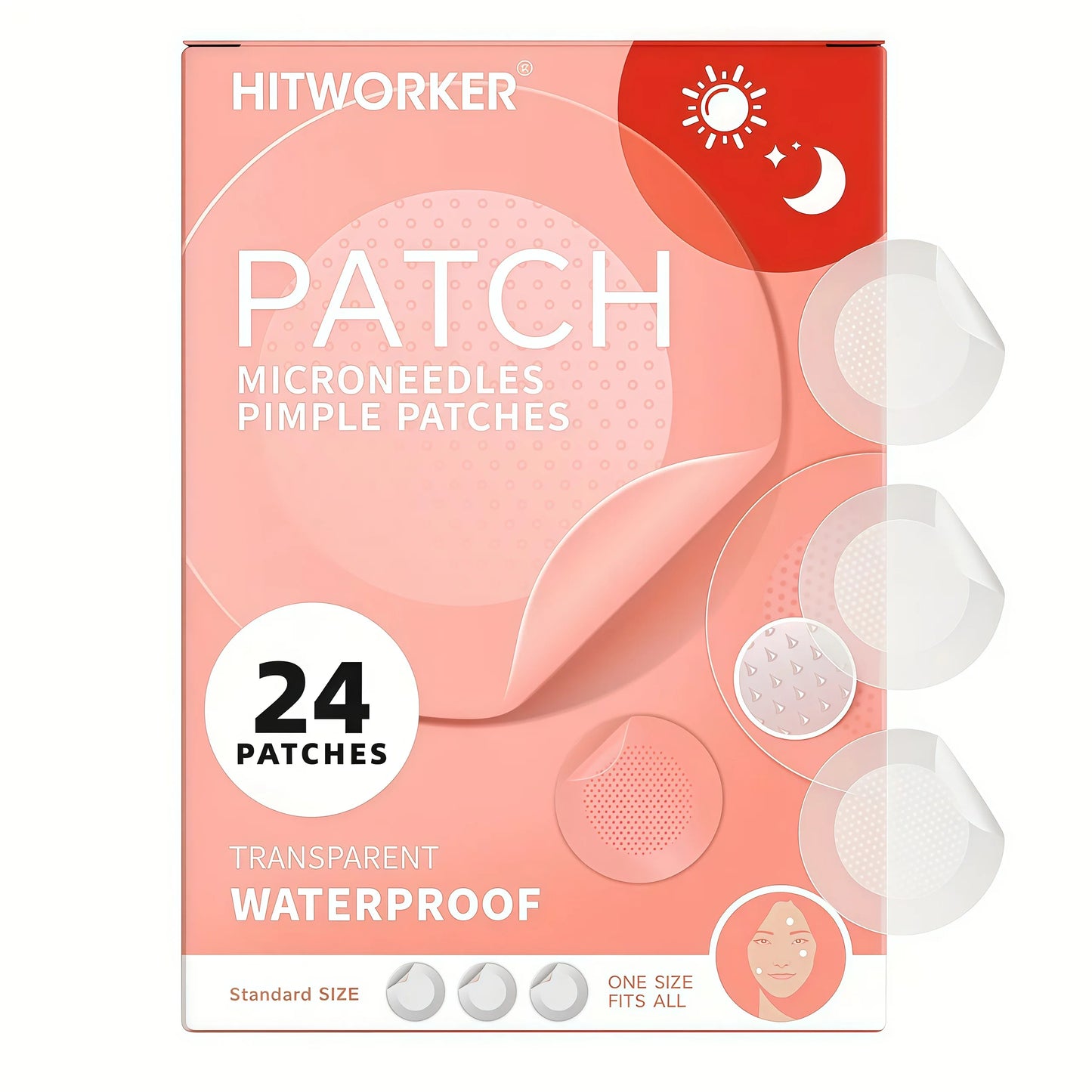 24pcsHydrocolloid Acne Stickers Daily Skincare Spot Covers Gentle Non-Drying, Individually Packaged, Waterproof & Oil-Absorbing
