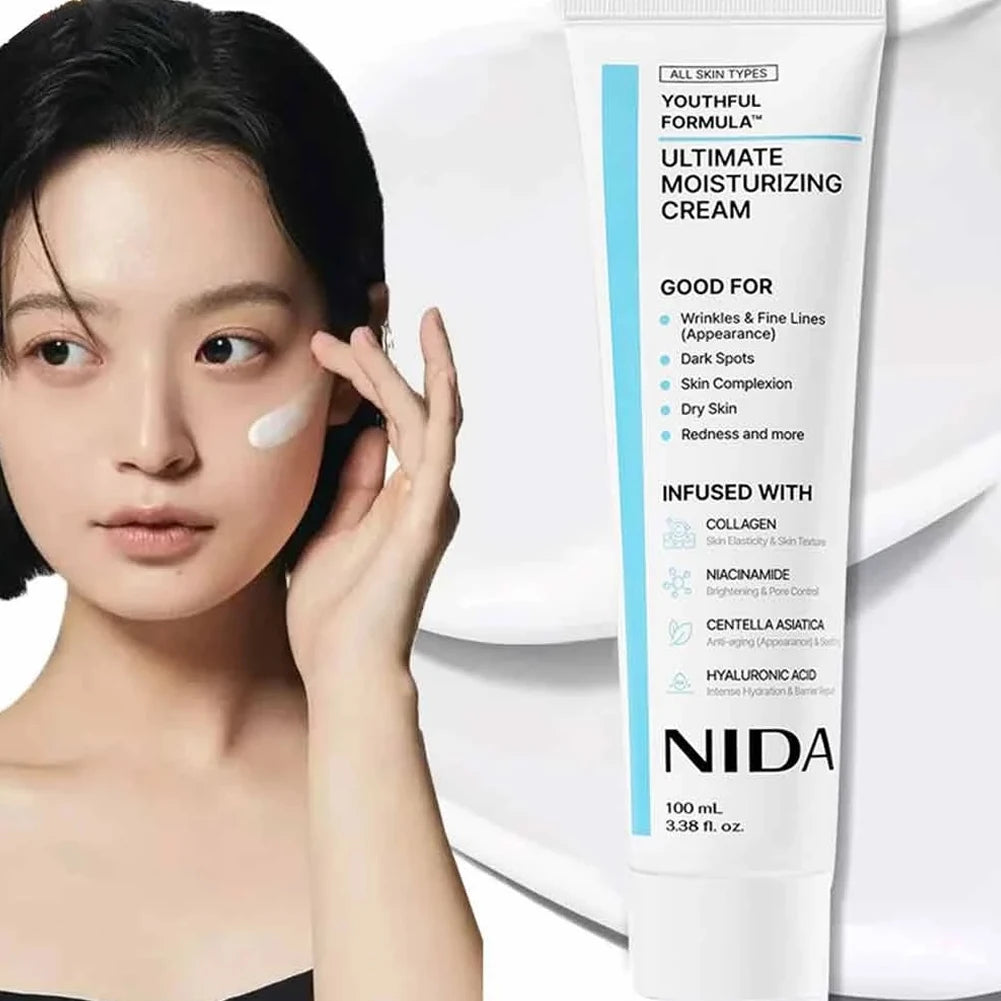 Nida Ultimate Moisturizing Facial Cream Nourishing Even Skin Tone Reduce Dark Spot Collagen Niacinamide Hyaluronic Acid Skincare