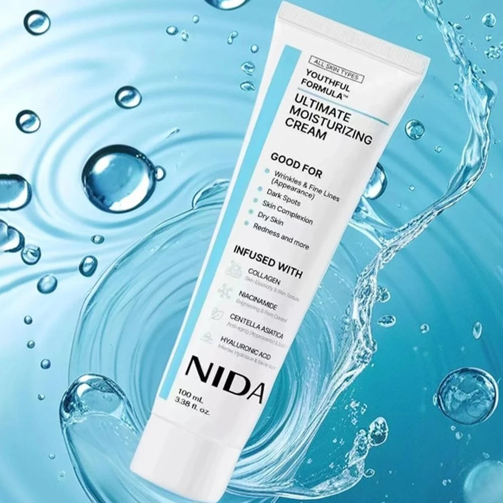 Nida Ultimate Moisturizing Facial Cream Nourishing Even Skin Tone Reduce Dark Spot Collagen Niacinamide Hyaluronic Acid Skincare