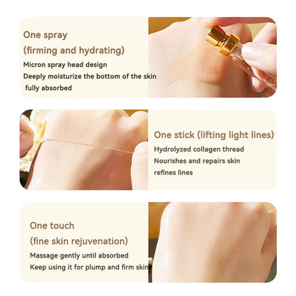 24K Gold Face Serum Active Collagen Silk Thread Facial Skin Care Essence Anti-Aging Smoothing Firming Moisturizing Hyaluronic