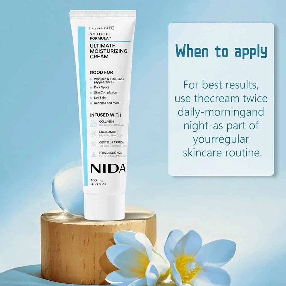 Nida Ultimate Moisturizing Facial Cream Nourishing Even Skin Tone Reduce Dark Spot Collagen Niacinamide Hyaluronic Acid Skincare