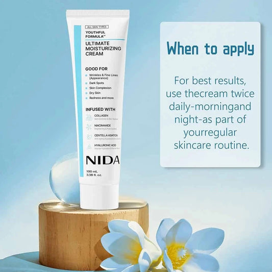 Nida Ultimate Moisturizing Facial Cream Nourishing Even Skin Tone Reduce Dark Spot Collagen Niacinamide Hyaluronic Acid Skincare