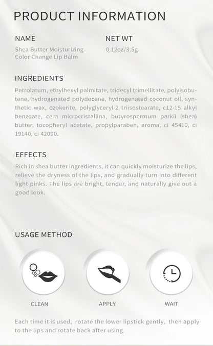 Shea Butter Moisturizing Color Change Lip Balm Skin Care Anti Aging Makeup Lip Care Beauty Nourishing Lipstick Plant Essence