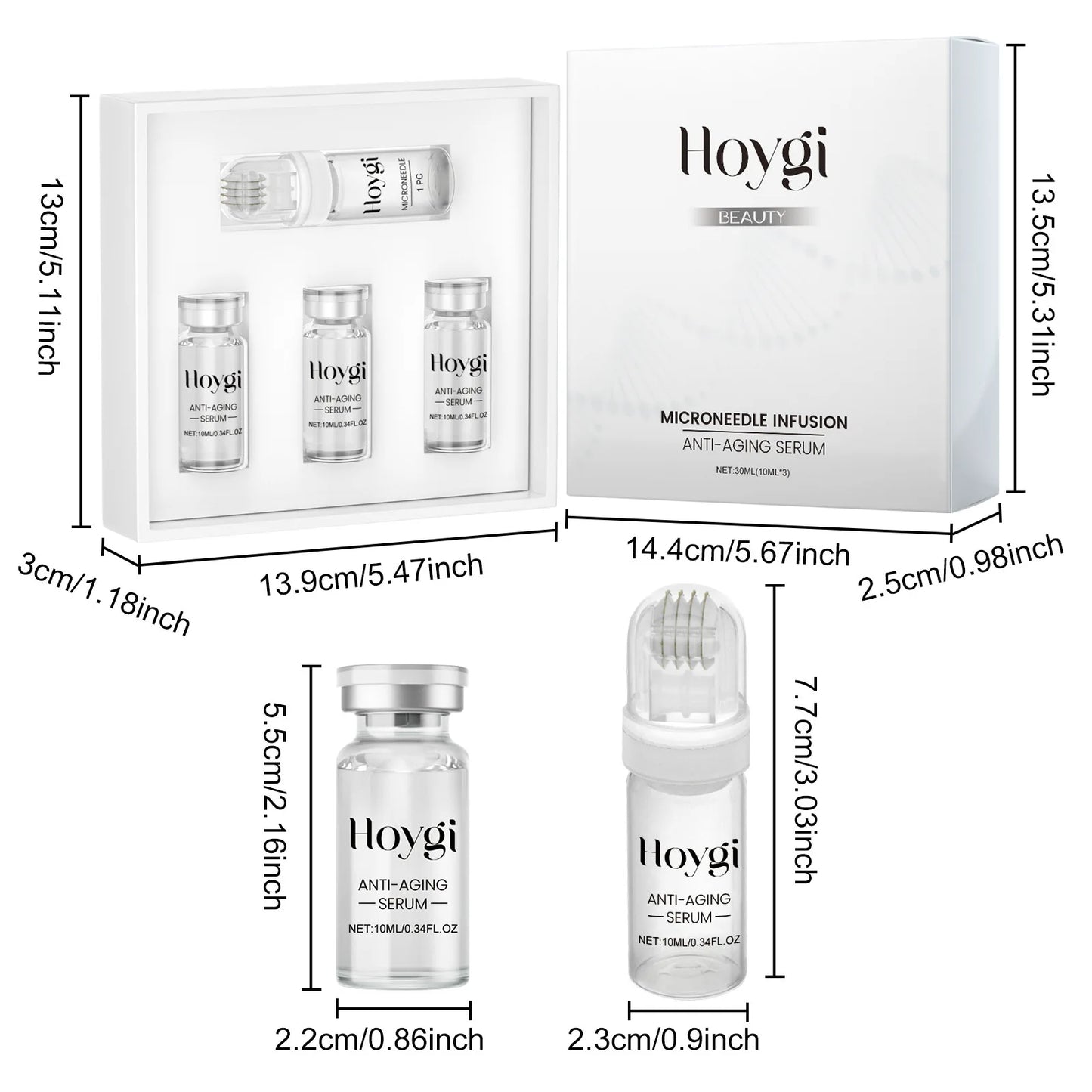 Hyaluronic acid essence skin care roller set, massage facial skin, nourish skin, effectively improve rough and matte skin