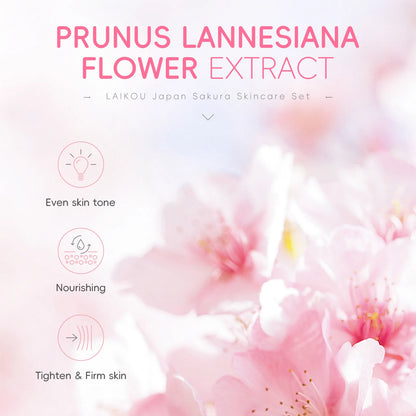 Japan Sakura Skincare Set 4pcs Hydrating Tightening Cleanser Serum Essence Cream Eye Treatment Soften Clean Skin Beauty