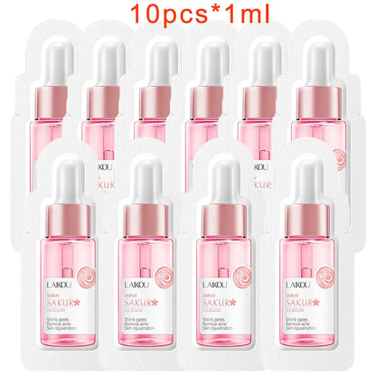 10pcs Moisturizing Sakura Face Seurm Essence Hyaluronic Acid Moisturizing Skin Nourishing Serum Skin Care 1ml Travel Size