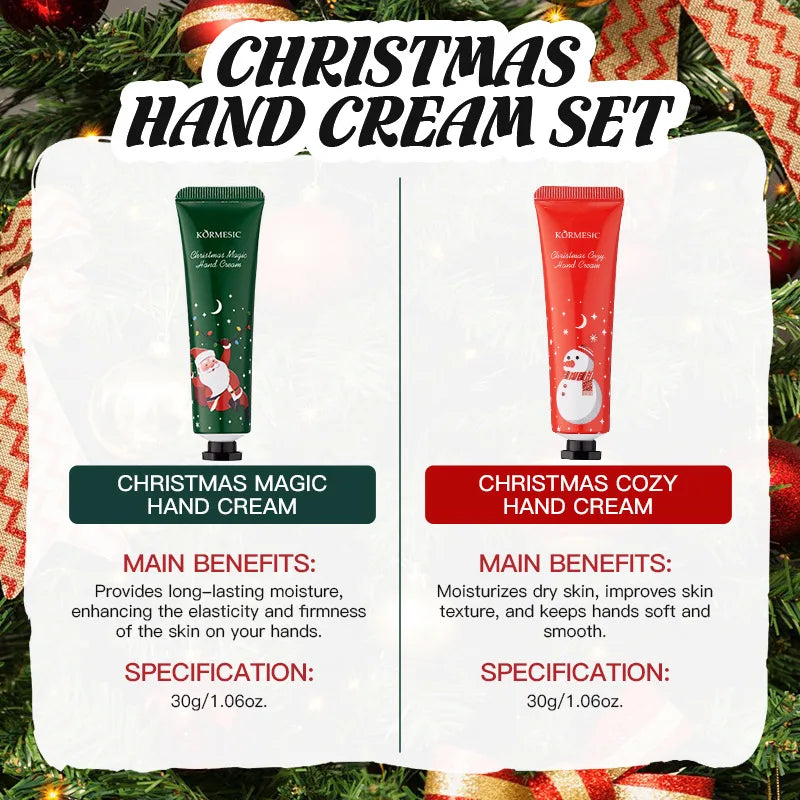 Christmas Gifts Set, Hand Cream & Lip Balm, Intense Moisturizing Skin Care, Perfect Christmas Present for Women & Friends