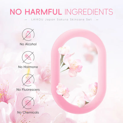 Japan Sakura Skincare Set 4pcs Hydrating Tightening Cleanser Serum Essence Cream Eye Treatment Soften Clean Skin Beauty
